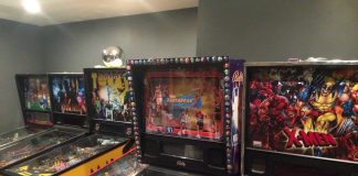 How much does a pinball machine weigh? Row of pinball machines in a Game Room