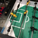 Tornado Foosball converted from three goalies to one