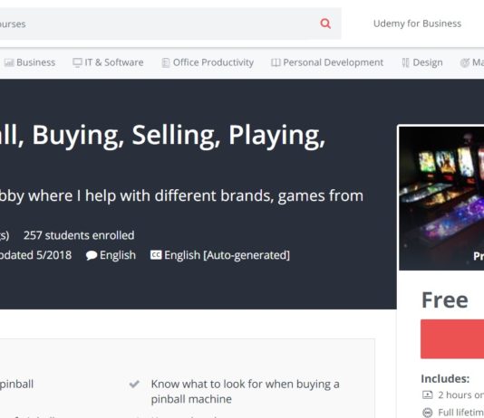 Intro to Pinball Class now online and other pinball learning udemy pinball